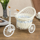 Корзина декоративная "Трёхколёсный велосипед с кашпо" голубая 27х33,5х17,5 см - Фото 5