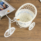 Корзина декоративная "Трёхколёсный велосипед с кашпо" голубая 27х33,5х17,5 см - Фото 6