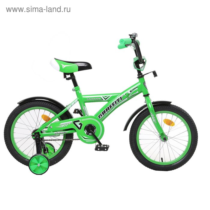 Велосипед 16" Graffiti Storman RUS, цвет зелёный - Фото 1