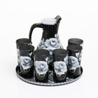 Набор для сока с подносом "Розы" художественная роспись, 6 стаканов 1250/200 мл - фото 4263037