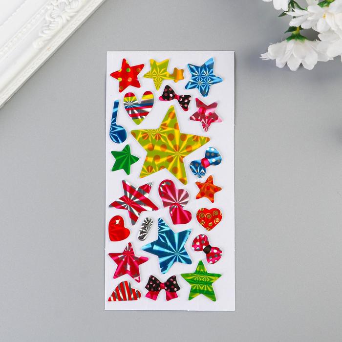 Наклейка пластик голография "Звёзды" МИКС 13х6,5 см - Фото 1