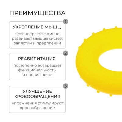 Эспандер кистевой ONLYTOP, массажный, 20 кг, цвет жёлтый