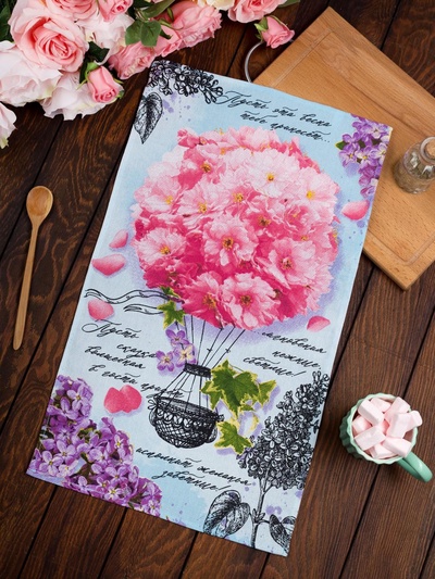 Полотенце кухонное Доляна «Волшебная весна» 34×60 см, рогожка, 100% хлопок, 160 г/м²