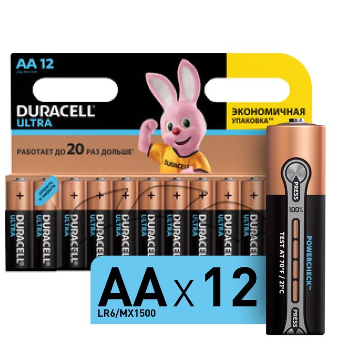Батарейка алкалиновая Duracell Ultra Power, AA, LR6-12BL, 1.5В, 12 шт - Фото 1