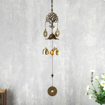 Музыка ветра «Дерево», металл, 3 колокольчика, 3 монеты 45 см