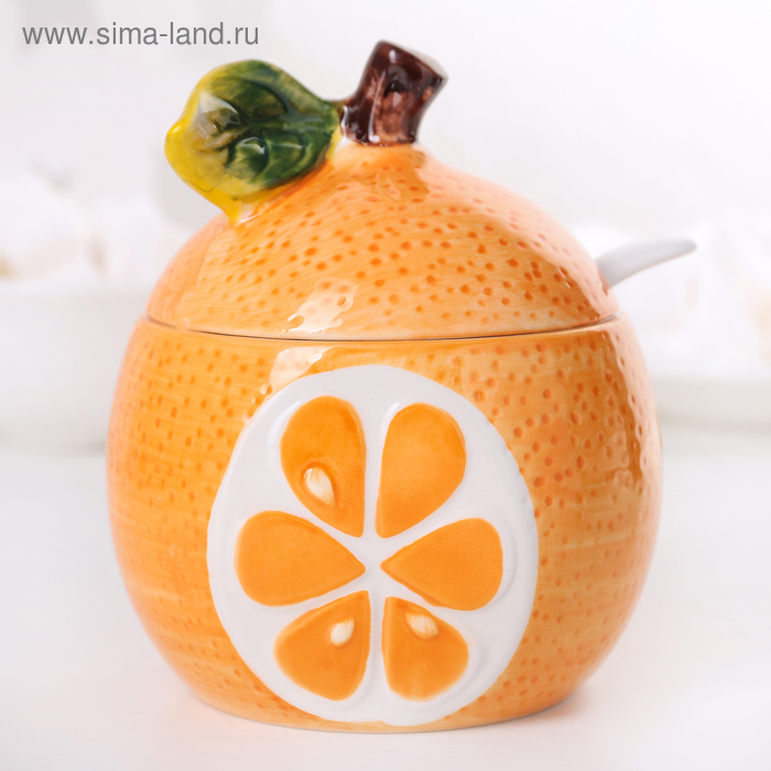 Сахарница с ложкой «Апельсин», 300 мл - Фото 1