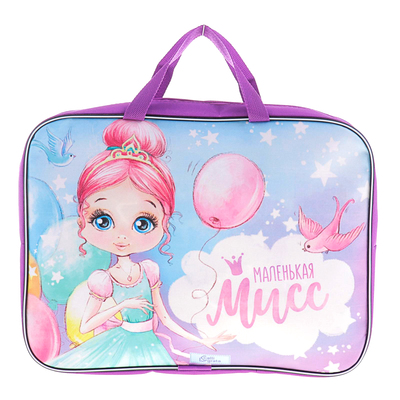 Папка с ручками текстильная, А4, 330 х 260 х 70 мм, Calligrata, «Маленькая мисс»