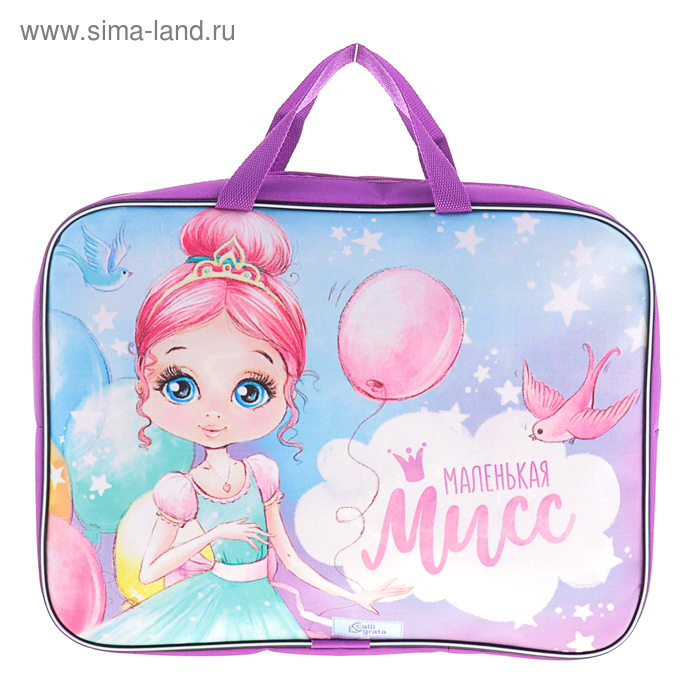 Папка с ручками текстильная, А4, 330 х 260 х 70 мм, Calligrata, «Маленькая мисс» - Фото 1