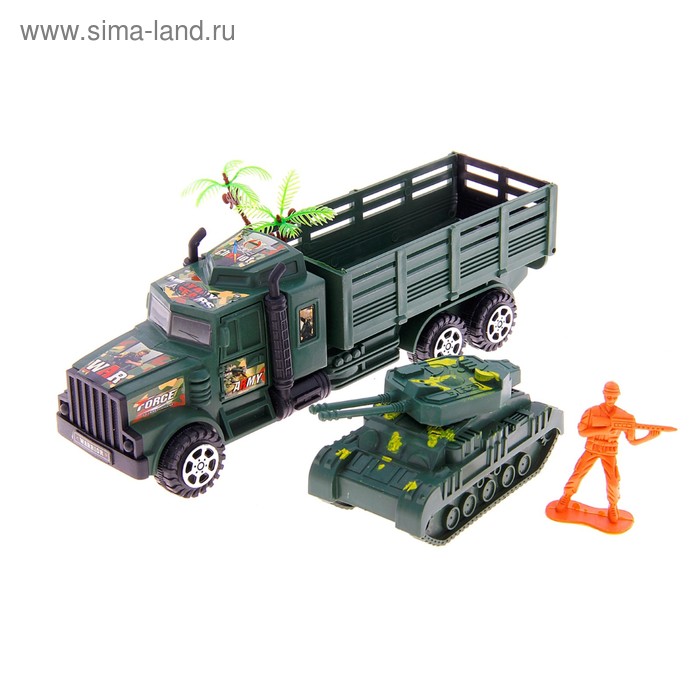 Машина инерционная «Военная», с танком и солдатиком, в пакете - Фото 1