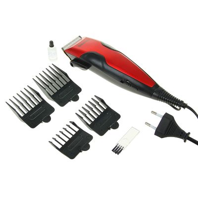 УЦЕНКА Машинка для стрижки Sakura SA-5103R Premium, 4 насадки, керам.нож, от сети, красная