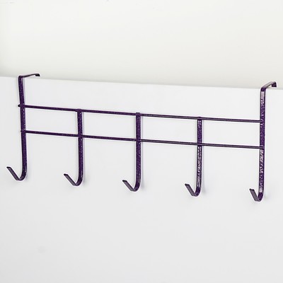 Вешалка на дверь на 5 крючков Доляна «Лайт», 36×17×10 см цвет фиолетовый