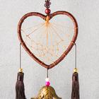 Музыка ветра с ловцом снов «Сердце с кисточками», 4 колокольчика, d=10.5 см, длина 40 см - Фото 2