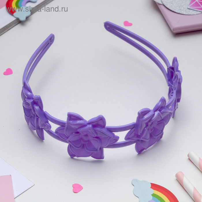 Ободок для волос "Цветы" 4 см роза, микс - Фото 1