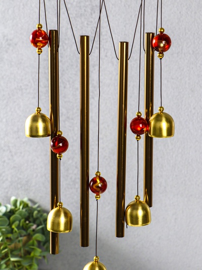 Музыка ветра металл "Ганеша" 4 трубки, 5 колокольчиков 65 см