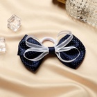 Бант для волос на резинке «Школьница», синий с прозрачной лентой, 5 см, синий - Фото 3