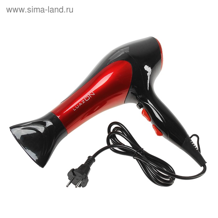 УЦЕНКА Фен для волос Luazon LGE-004, 3800 Вт, 2 скорости, 3 температурных режима, красно-чёрный - Фото 1