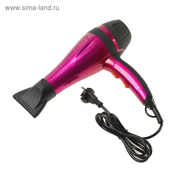 УЦЕНКА Фен для волос Luazon LGE-003, 2800 Вт, 2 скорости, 3 темп. режима, розово-черный - Фото 1