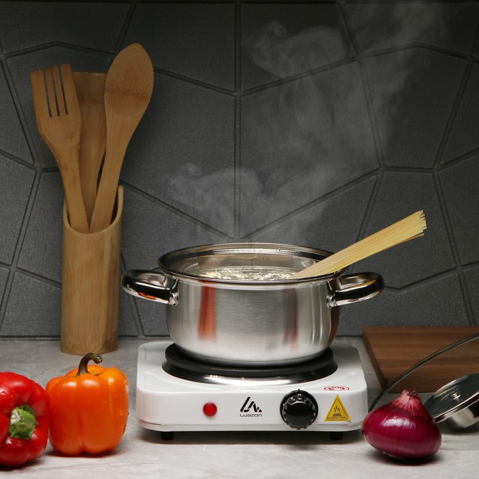 УЦЕНКА Плитка электрическая LuazON LHP-002, чугун, 1000 Вт, провод 65 см, d = 15 см - Фото 1