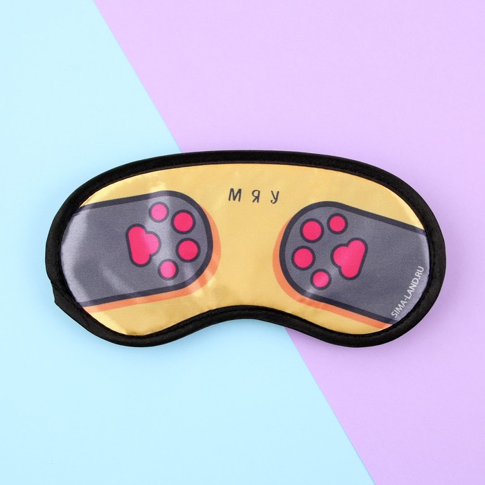 Маска для сна SVOBODA VOLI «Мяу», 19,5 х 8,5 см, чёрная - Фото 1