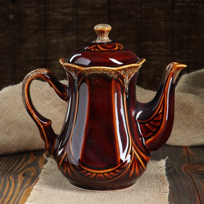 Чайник для заварки "Ажур", коричневый, керамика, 1.2 л