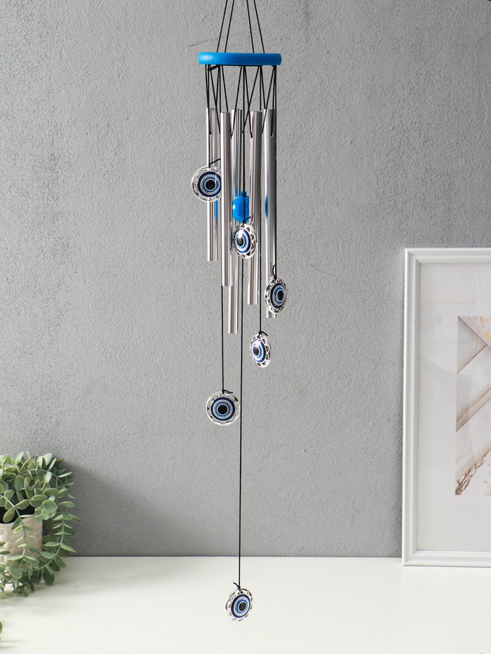 Музыка ветра «От сглаза», металл, 5 трубок, глазки, 60 см