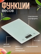 Весы кухонные Luazon LVK-702, электронные, до 7 кг, белые - Фото 2