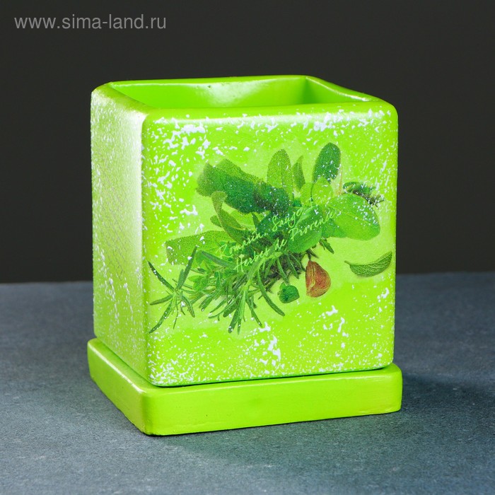 Горшок цветочный "Кубик" зелёный, 1 л, МИКС - Фото 1