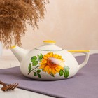 Чайник для заварки "Плоский", белый, деколь цветы, керамика, 0.75 л, микс - Фото 2
