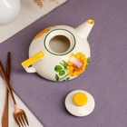 Чайник для заварки "Плоский", белый, деколь цветы, керамика, 0.75 л, микс - Фото 3