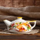 Чайник для заварки "Плоский", белый, деколь цветы, керамика, 0.75 л, микс - Фото 7