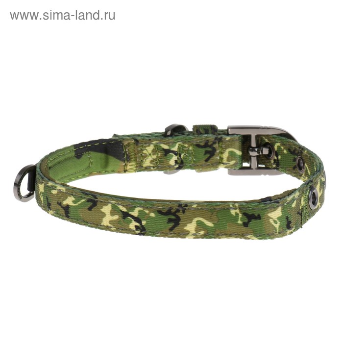 Ошейник Dogness Camo, S, 31-42 х 1,6 см, до 12 кг, нейлон/неопрен, зеленый - Фото 1