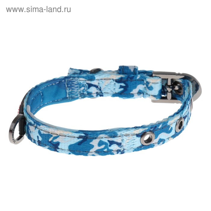 Ошейник Dogness Camo, XS, 21-31 х 1,3 см, до 5 кг, нейлон/неопрен, синий - Фото 1