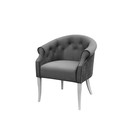 Кресло «Милан», ткань велюр, молдинг никель, опоры массив белый, цвет грей - фото 298130774