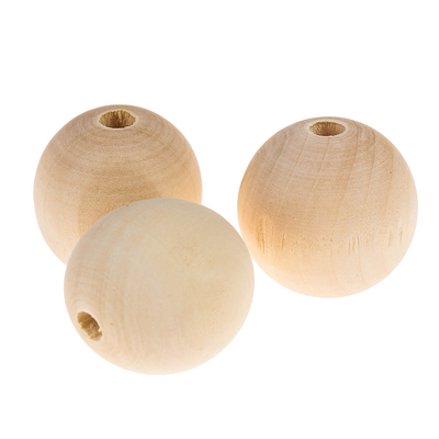 Бусины деревянные d=30 мм (набор 3 шт) без покрытия