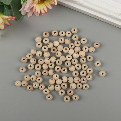 Бусины деревянные d=8 мм (набор 15 гр) без покрытия