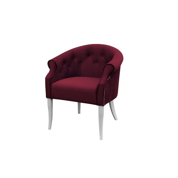 Кресло «Милан», ткань велюр, молдинг никель, опоры массив белый, цвет берри - фото 1908431357