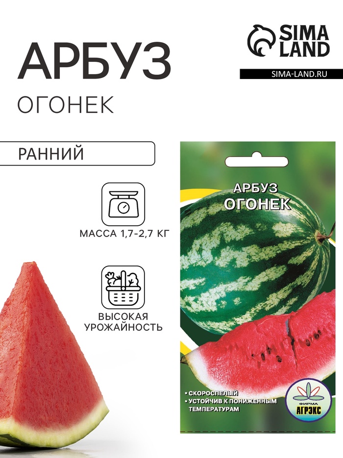 Семена Арбуз «Огонек», 10 шт., скороспелый, «Агрэкс» - Фото 1