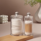 Органайзер для ватных палочек и дисков, с крышкой, 2 секции, 12.5×7.3×13.5 см, прозрачный - Фото 3