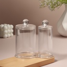 Органайзер для ватных палочек и дисков, с крышкой, 2 секции, 12.5×7.3×13.5 см, прозрачный - Фото 4