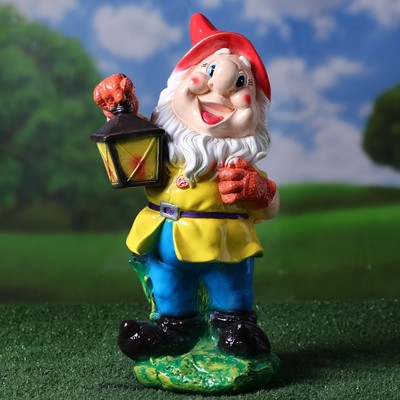 Садовая фигура "Гном с фонарём", разноцветная, гипс, 40 см