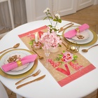 Дорожка на стол «Этель. Пионы» 30×70 см, 100% хлопок, саржа 190 г/м², бежевая/розовая  (артикул 4026206)  большой выбор товаров оптом и в розницу по низким ценам с доставкой