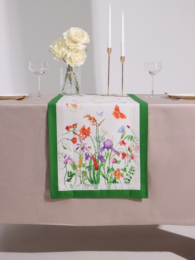 Дорожка на стол «Луговые цветы», 40×146 см±3 см, 100% хлопок, саржа 190 г/м²  (артикул 4026196)  большой выбор товаров оптом и в розницу по низким ценам с доставкой