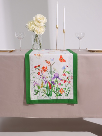 Дорожка на стол «Луговые цветы», 40×146 см±3 см, 100% хлопок, саржа 190 г/м²