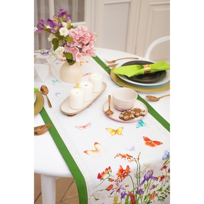 Дорожка на стол «Луговые цветы», 40×146 см+/-3 см, 100% хлопок, саржа 190 гр/м2