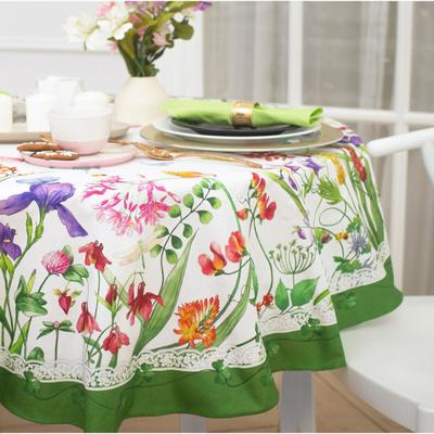 Скатерть «Луговые цветы» d=150 см, 100% хл, саржа 190 г/м²