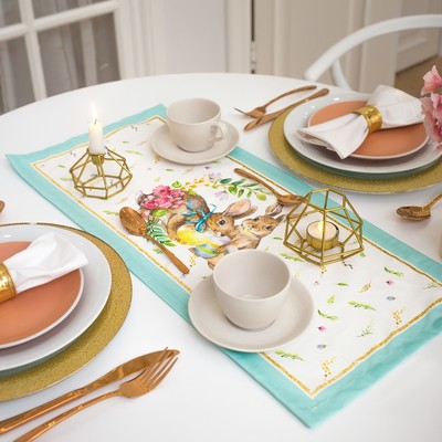 Дорожка на стол Этель «Счастливая Пасха» 30×70 см, 100% хлопок, саржа 190 г/м²