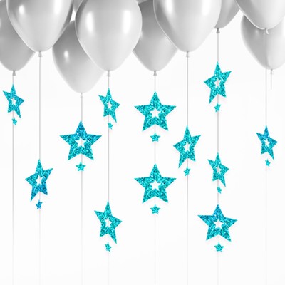 Гирлянда на шар «Звёзды», набор 100 шт., цвет голубой