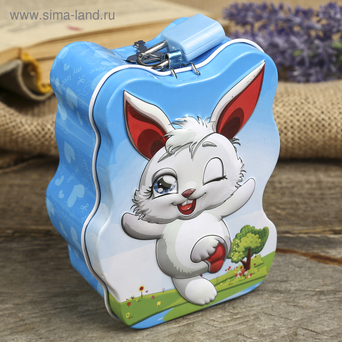 Копилка металл "Весёлый зайчик" МИКС 10х8х4,5 см - Фото 1