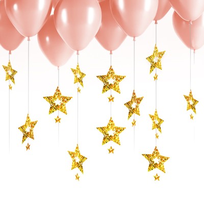 Гирлянда на шар «Звёзды», набор 100 шт., цвет золотой