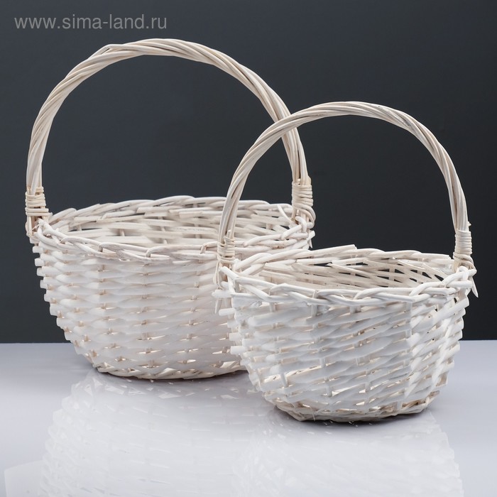 Набор корзин, 2 шт, 24×13×26 см, 19×11×22 см, ива - Фото 1